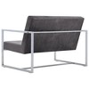 vidaXL Sofa Loveseat with Armrests for Living Room Office Steel and Fabric - Dark Gray and Silver - 4 of 4