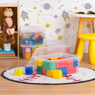 Clear Plastic Stackable Lidded Storage Box Set, 14.5qt