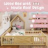 Sapphtopaz Wooden House Floor Bed Frame for Kids with Roof & Guardrails Double Platform Bed for Kids Bedroom, Playroom, Nursery - 3 of 4