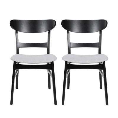 Coolbibila Modern Fabric Upholstered Dining Room Chairs Set Of 2,Armless Kitchen Dining Chairs With Curved Backrest,Wooden Dining Chairs