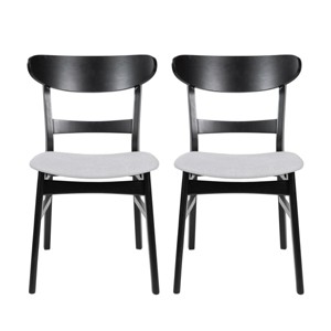 Coolbibila Modern Fabric Upholstered Dining Room Chairs Set Of 2,Armless Kitchen Dining Chairs With Curved Backrest,Wooden Dining Chairs - 1 of 4