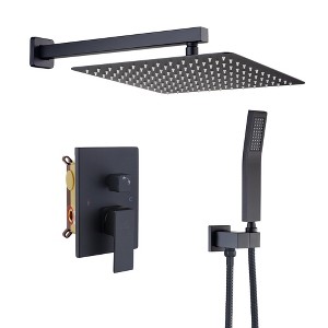 CASAINC 1-Spray Patterns 12 Inches Wall Mount Shower System Rain Shower Heads and Metal Handheld (Valve Included) - 1 of 4