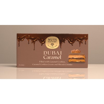 Nuts Factory Dubai Chocolate Bars with Caramel & Cookies. The #1 Dubai Chocolate Bars in the World. 2 Premium Bar Packs.