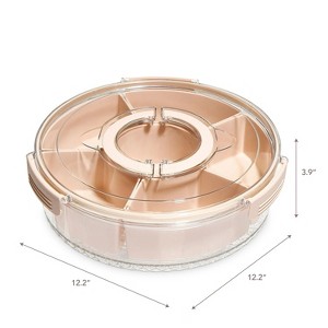 LunaLulinlk Pink round snack box with 6 compartments, lid and handle - 1 of 4