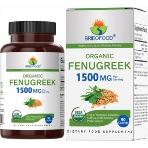 Brieofood Organic Fenugreek 1500mg, 45 Servings, Vegetarian, Gluten Free, 90 Vegetarian Tablets - 1 of 4