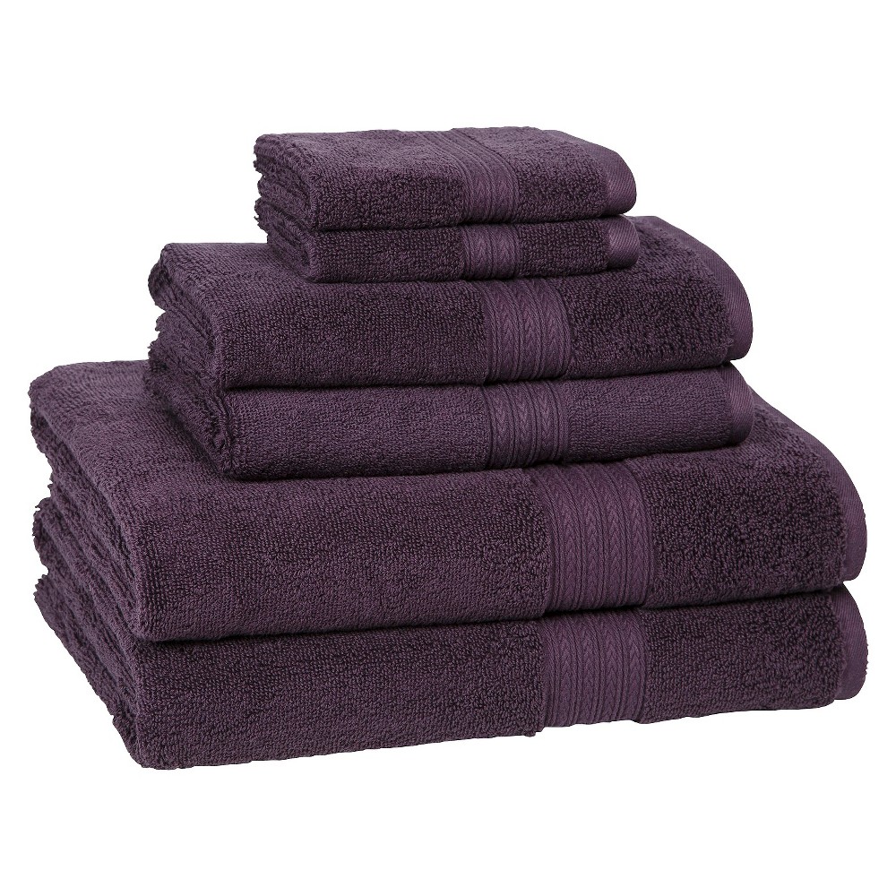 Photos - Towel 6pc Signature Solid Bath  Set Purple - Cassadecor