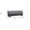 HomeRoots 52" Gray Blue Brown and Gray Chenille And Faux Leather Storage Ottoman - 3 of 4