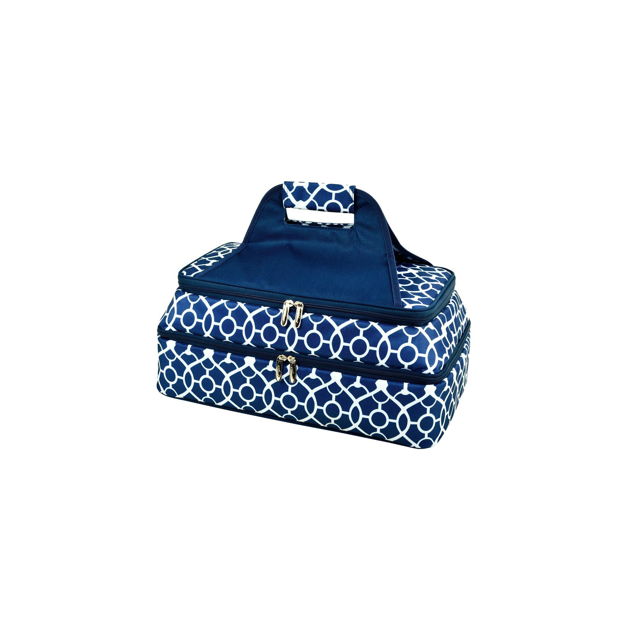 Picnic at Ascot - Two Layer - Hot/Cold Thermal Food and Casserole Carrier - Trellis Blue