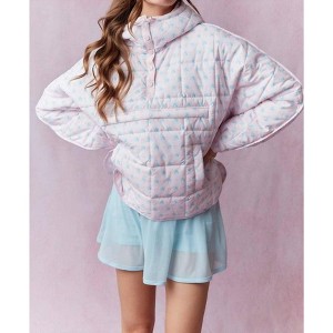 Women's Dora Printed Pullover Puffer Jacket - Peach Love S - 1 of 4
