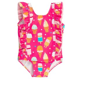 Rufflebutts Toddler Girls Upf50+ Waterfall One Piece - Sweet Scoops, 3T - 1 of 4