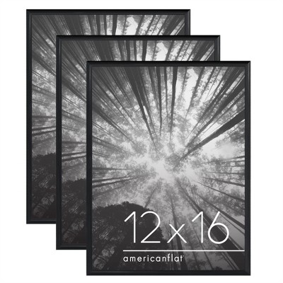 Americanflat 3 Pack Lightweight Snap Frame, Front Loading Picture Frame Set - Black Picture Frames