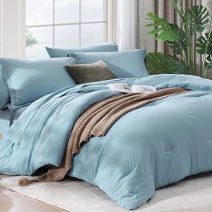 BAGOKIE 5/7 Pieces Bed in a Bag with Fitted Sheet, Flat Sheet, Pillow Sham, and Pillowcase - 1 of 4