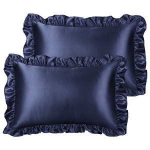 PiccoCasa Satin Retro Luxury Silky with Ruffle Envelope Closure Pillowcases 2 Pcs - 1 of 4