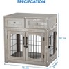 Dog Crate Wooden Kennel Indoor End Table Pet Furniture With Doors & Drawers - 2 of 4