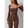 DOMETOUR Women Yoga Jumpsuits Square Neck Workout Long Sleeve Gym Yoga Sport Jumpsuits - 4 of 4