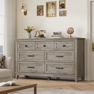 7 Dresser for Bedroom, 54" Wide Wooden Drawer Dresser with Storage Freestanding, Closet Storage Chest - 1 of 4