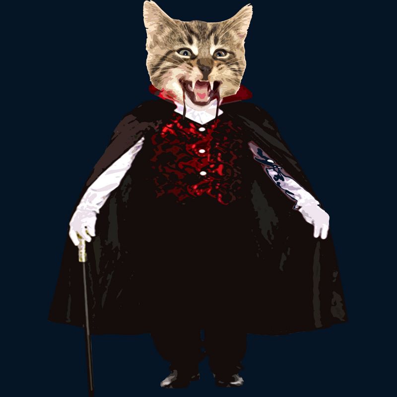 Boy's Design By Humans Catcula Cat Kitten Dracula Cute Funny Halloween t shirt By JOHANNESART T-Shirt, 2 of 4