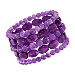 Ross-Simons 395.00 ct. t.w. Amethyst Bead Jewelry Set: 5 Stretch Bracelets Size 7 - 1 of 4