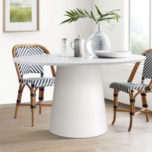 Dwen 46'' High Gloss PU Lacquer Technique Round Dining Table White Pedestal Base-Maison Boucle - 1 of 4