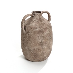LuxenHome Marble Brown Ceramic 11.5-Inch Tall Jug Vase with Handles Multicolored - 1 of 4