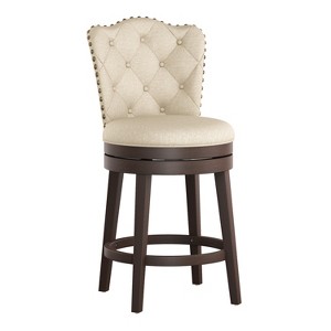 Hillsdale Furniture Edenwood Swivel Counter Height Barstool Cream: Matte Finish, Upholstered, Wood Legs - 1 of 4