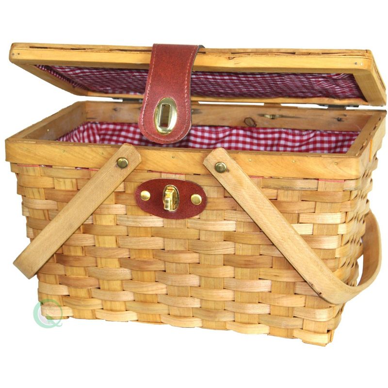 Vintiquewise Picnic Basket Gingham Lined with Folding Handles, 2 of 10