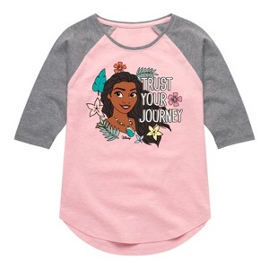 Girls' - Moana - Trust Your Journey Shirt Tail Raglan Graphic T-shirt - 1 of 3