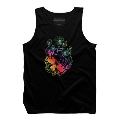 Men's Design By Humans Overgrown skull. Mushrooms. Death - Life By melazergDesign Tank Top