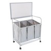 Hastings Home Rolling 3-Bin Laundry Sorter and Ironing Station - 29.5" x 18", Gray - 3 of 4