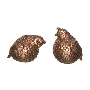 Transpac Resin Gold Partridge Figurine Set of 2 Christmas Home Decorations - 1 of 1
