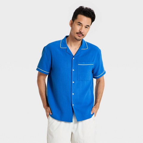 Мужские рубашки Goodfellow & Co Men's Short Sleeve Camp Collar Button-Down Gauze Shirt - Goodfellow & Co™ Red L