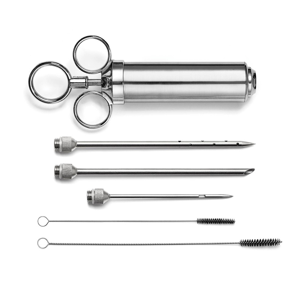 6pc Injector Set - Outset: Stainless Steel Meat Marinade Syringe, Dishwasher-Safe, BBQ Tool