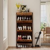 KTMBDW Rustic Shoe Cabinet with Flip Drawers, Narrow Shoe Cabinet with Metal Legs & Handles for Entryway, Hallway, Organizer - 3 of 4