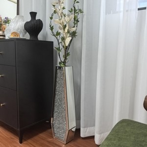 Artloge Luxury Crushed Diamond Mirrored Floor Flower Vase Silver Glass Vase - 1 of 4