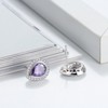 Halo Teardrop Stud Earrings for Women Sterling Silver Purple Cz Ginger Lyne Collection - 3 of 4