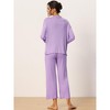 cheibear Women's 3 Pcs Modal Knit Soft Long Sleeve Cardigan Cami and Pants Pajama Set - 3 of 4