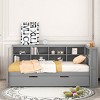 Daybed with Twin Trundle, Wooden Day Bed Pull Out with USB Ports and Storage Shelf, Twin Size Frame for Kids or Guests-Maison Boucle - 3 of 4