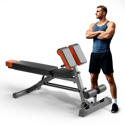 Hachikiko Adjustable 7-in-1 Multi-Functional Workout Bench: Hyperextension, Roman Chair, Sit-Up, Incline & Decline Bench, Flat Bench, Core Trainer