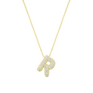 Adornia 14k Gold Plated Pave Bubble Letter - 1 of 1