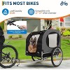 Dog Bike Trailer & Jogging Stroller – 2-in-1 Convertible Pet Bicycle Carrier for Medium & Large Dogs up to 88 lbs, 16" Air-Filled Tires, Black - 3 of 4