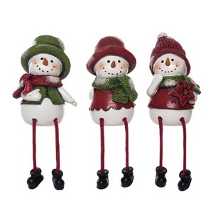 Transpac Resin Green & Red Snowman Shelf Sitter Set of 3 - Festive Christmas Decorative Objects for Holiday Cheer - 1 of 1