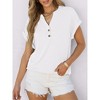 Women's Short Sleeve Henley Top V Neck Loose Fit Flowy Blouse Summer Casual Dressy Shirts Dressy Clothes - 4 of 4