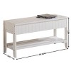 Syemin Ottomans and Benches Quality Solid Wood Shoe Bench with Storage, Rustic Entryway Bench, Modern Storage Shoe Bench, Red, 35.5"*13"*18" - 3 of 4