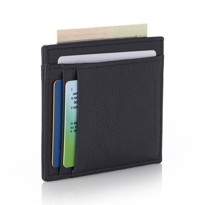 Alpine Swiss Double Diamond RFID Thin Card Case Leather Front Pocket Wallet - Cordoba Black