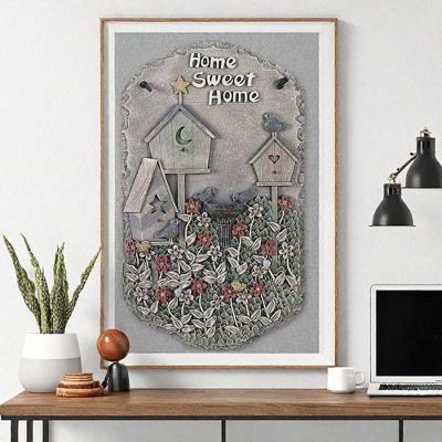 ChicFurnit Wall Art Birdbath Resin Slate Plaque Welcome Sign for Porch Decor, Multicolor, 13"*1"*7.75"