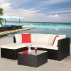 BestMassage 5 Pieces Rattan Patio Furniture Sets Patio Sectional Sofa Set Outdoor Conversation Sofa Set, Khaki - 2 of 4
