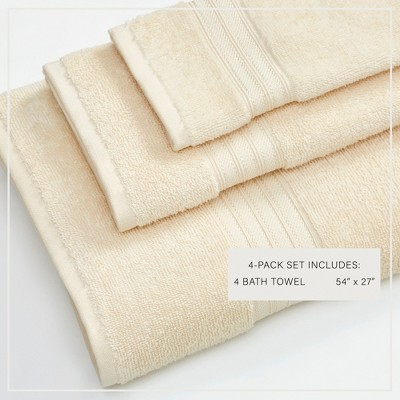 Ivory Midweight Cotton Quick-Dry Bath Towel Set (Pack of 4)