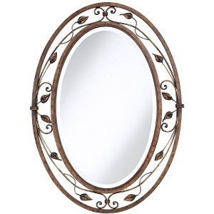Franklin Iron Works Eden Oval Vanity Wall Mirror Vintage Rustic Beveled French Bronze Flower Vine Open Metal Frame 24" Wide for Bathroom Bedroom House - 1 of 4