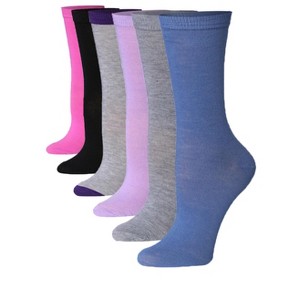 Sleek Violet Spectrum Solid Crew Socks - 6 Pack - 1 of 4