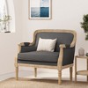 35'' Upholstered Fabric French Country Inspired Club Chair with Intricately Carved Accents, Weathered Finish and Rubberwood Frame - 4 of 4